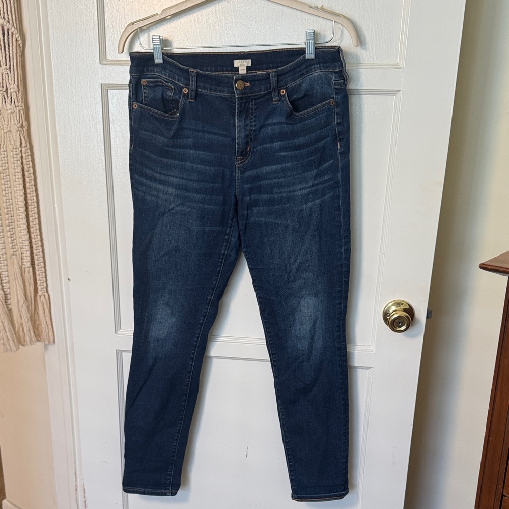 J. Crew Women's Indigo Skinny Jeans with Subtle Whiskering